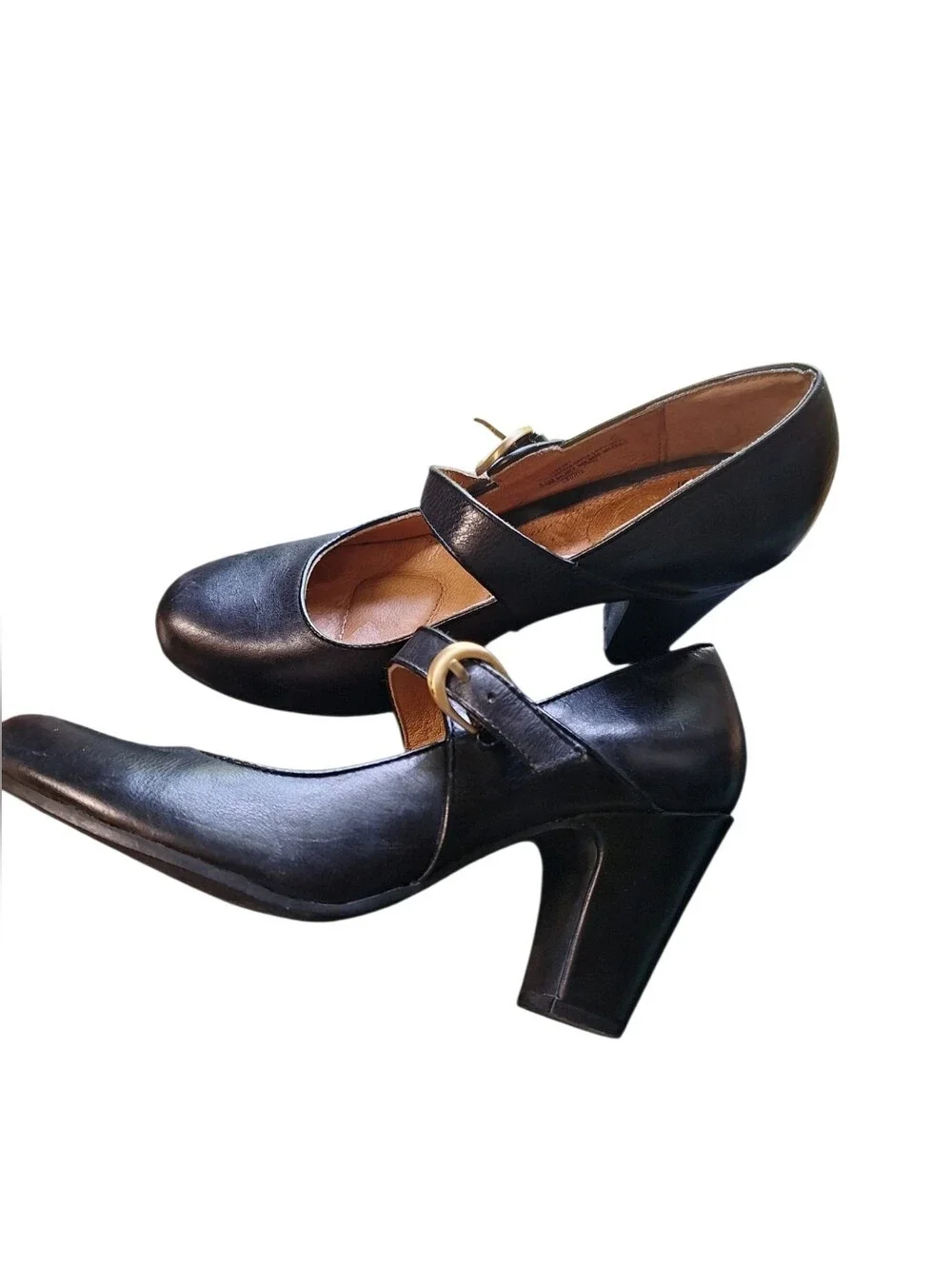 Sofft Miranda Ladies Mary Jane Pumps 8 1/2 M Black Leather Block Heel Comfy Shoe